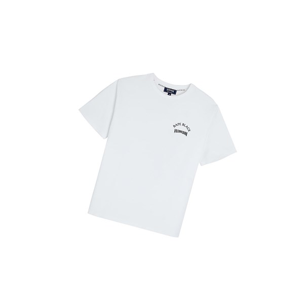 Men's A BATHING APE X Vilebrequin Tape Tee Short Sleeve T Shirts White | WDC815267