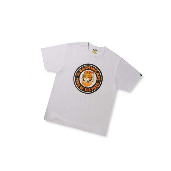 Men's A BATHING APE Year Of The Tiger Tee Short Sleeve T Shirts White | JFL573962