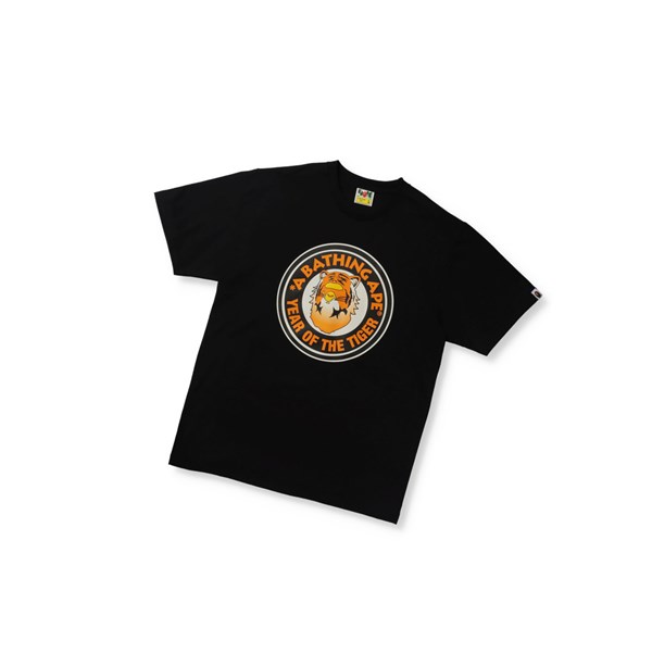 Men's A BATHING APE Year Of The Tiger Tee Short Sleeve T Shirts Black | JKB480972