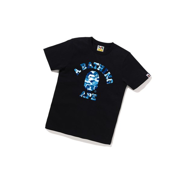 Women's A BATHING APE Abc Camo College Tee Short Sleeve T Shirts Black | GFC638194