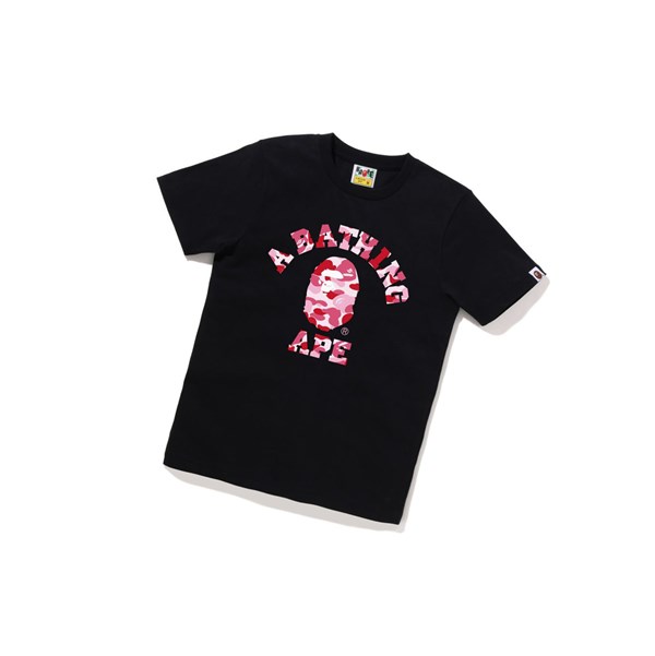 Women's A BATHING APE Abc Camo College Tee Short Sleeve T Shirts Black | UJZ932647