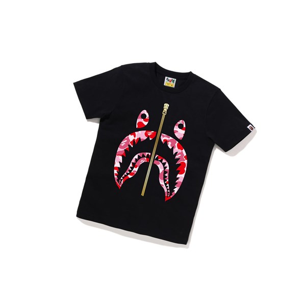 Women's A BATHING APE Abc Camo Shark Tee Short Sleeve T Shirts Black | BCZ372516