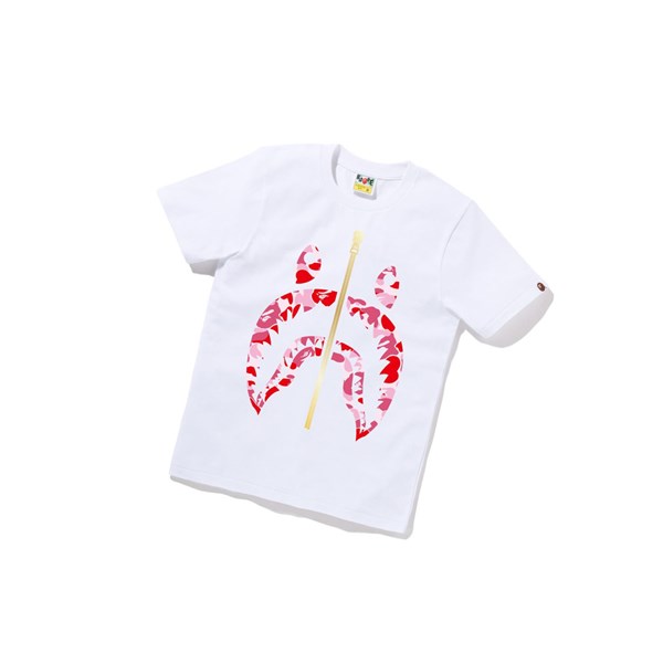 Women's A BATHING APE Abc Camo Shark Tee Short Sleeve T Shirts White | DNL468370