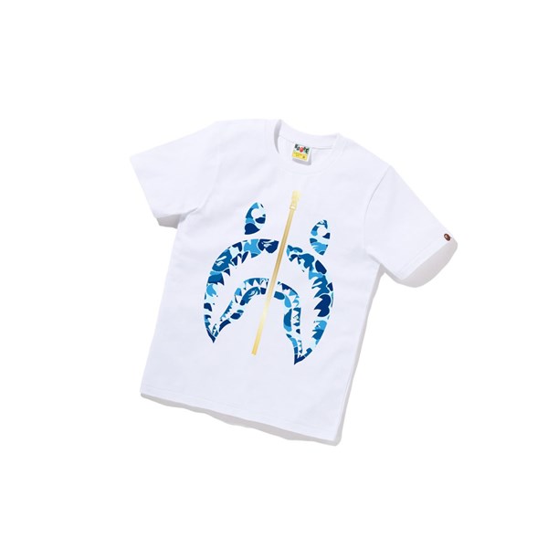 Women's A BATHING APE Abc Camo Shark Tee Short Sleeve T Shirts White | QTP652093