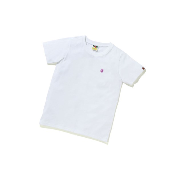 Women's A BATHING APE Ape Head One Point Tee #1 Short Sleeve T Shirts White | TEQ748936