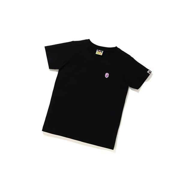 Women's A BATHING APE Ape Head One Point Tee Short Sleeve T Shirts Black | YLO805241