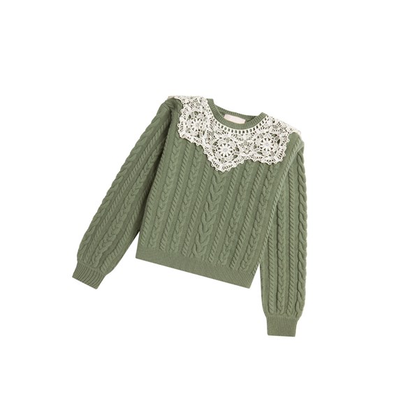 Women's A BATHING APE Asymmetric Knit Sweater Crew Neck Knitwear Blouse Light Green | UPH832506