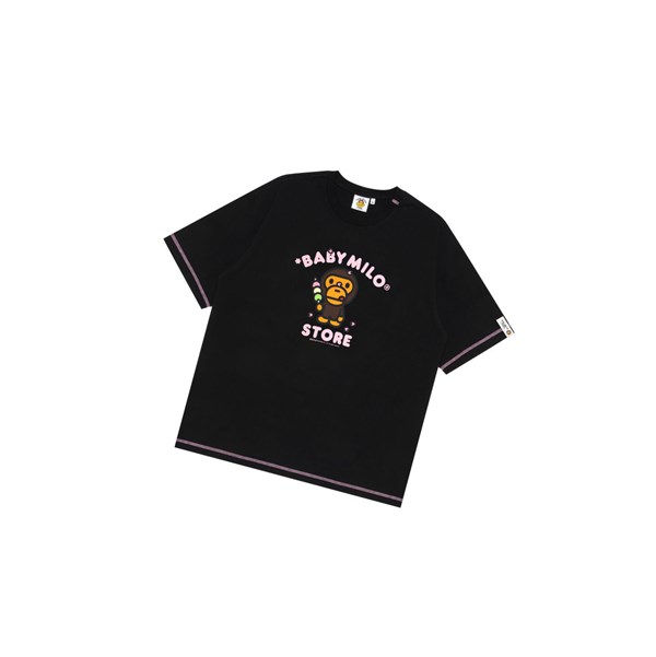 Women's A BATHING APE Baby Milo Boxy Fit Tee Short Sleeve T Shirts Black | EHZ149857