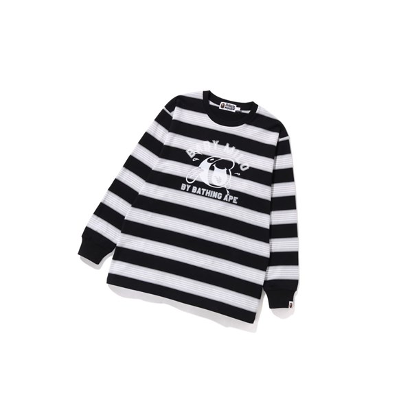 Women's A BATHING APE Baby Milo Hoop Tee Long Sleeve T Shirts Black | MZN973514