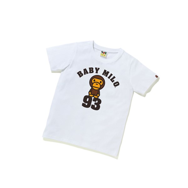 Women's A BATHING APE Baby Milo On 93 Tee Short Sleeve T Shirts White | UOL397245