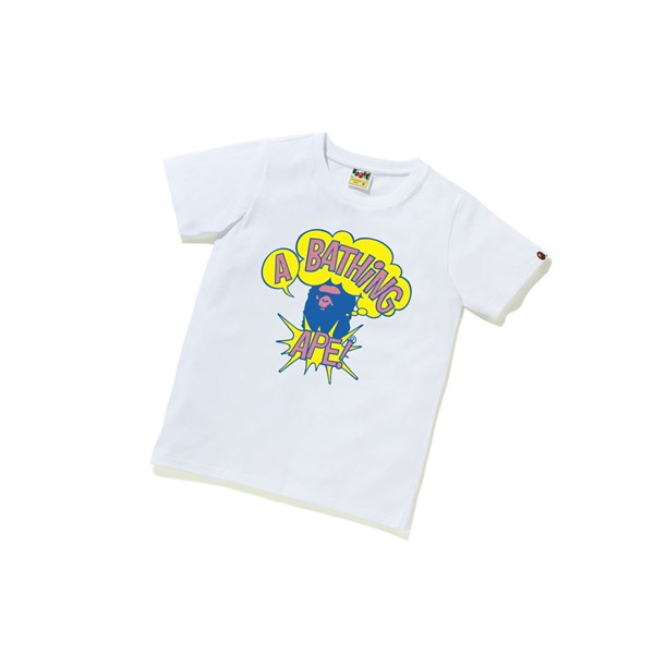 Women's A BATHING APE Cartoon College Tee Short Sleeve T Shirts White | HCN273186