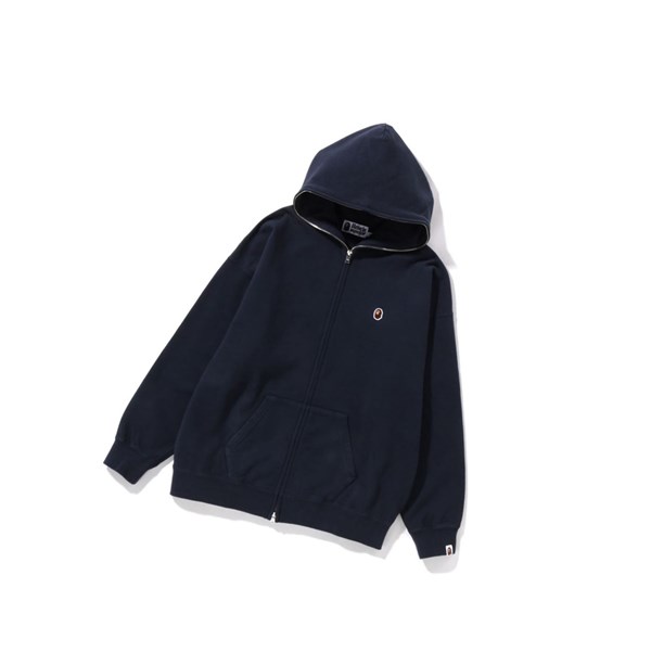 Women's A BATHING APE Crystal By Bathing Overdyed Oversized Full Zip Hoodie Navy Blue | QCE514973