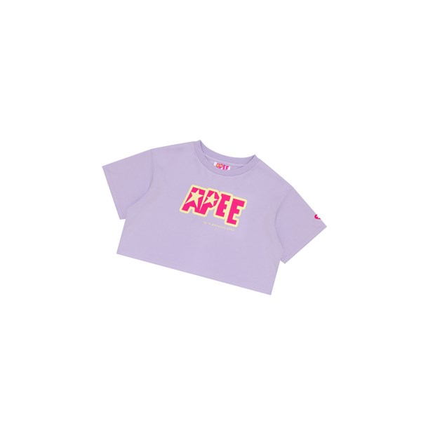 Women's A BATHING APE Double Logo Cropped Tee Short Sleeve T Shirts Pastel Lilac | INY713642