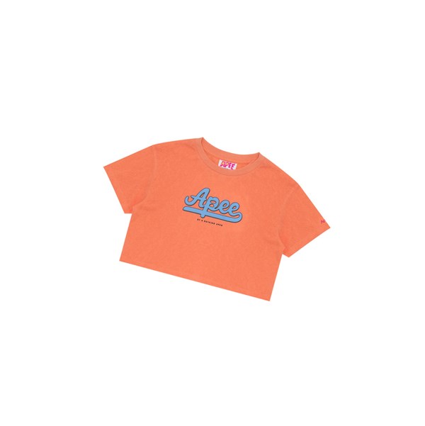 Women's A BATHING APE Graphic Cropped Tee Short Sleeve T Shirts Orange | GLI329604