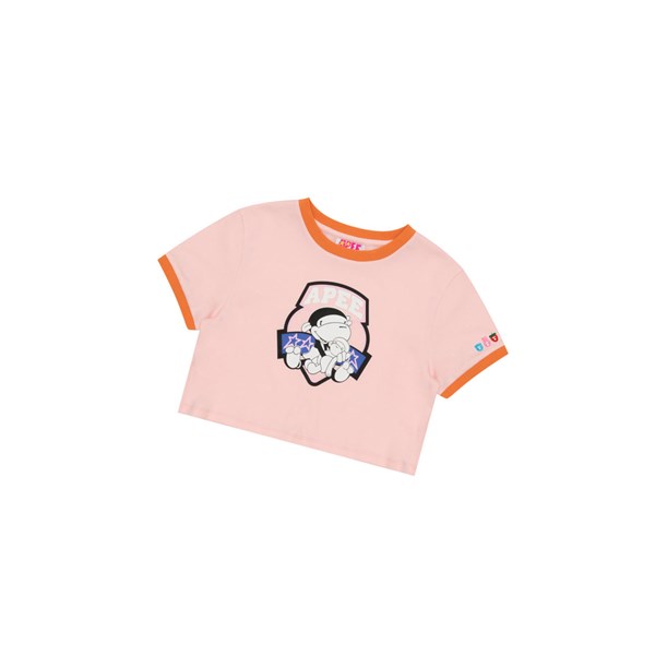 Women's A BATHING APE Graphic Cropped Tee Short Sleeve T Shirts Pink | SHF712435