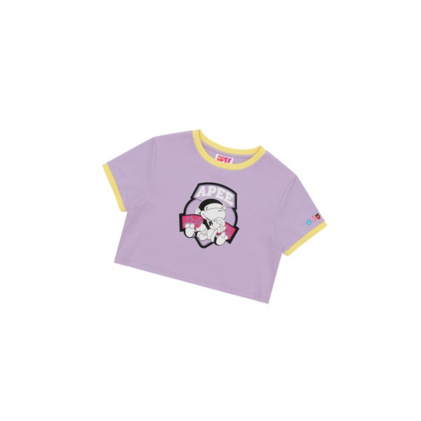 Women's A BATHING APE Graphic Cropped Tee Short Sleeve T Shirts Purple | YLA658194