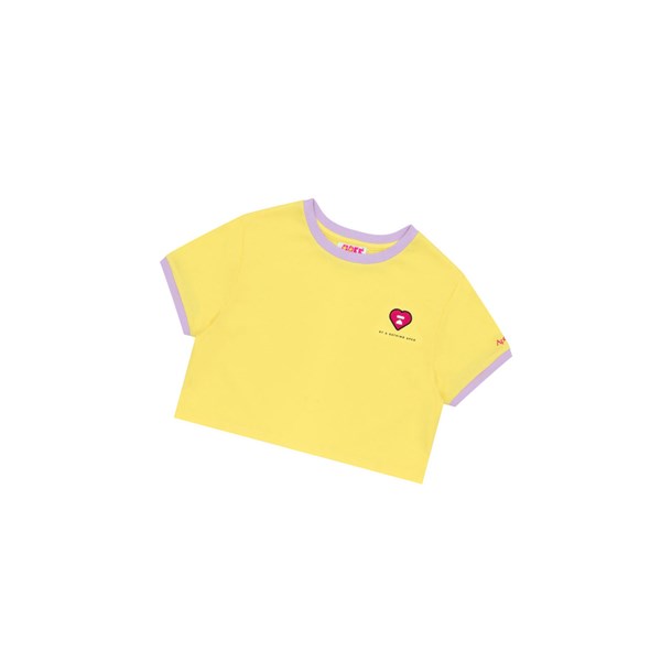 Women's A BATHING APE Heart Cropped Tee Short Sleeve T Shirts Yellow | UNR295604