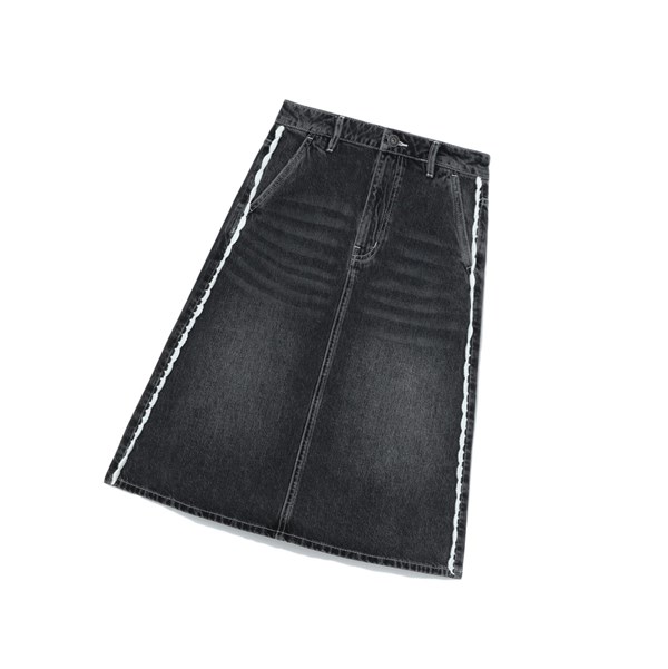 Women's A BATHING APE High-waisted Denim Knee Length Skirts Black | ECT827936