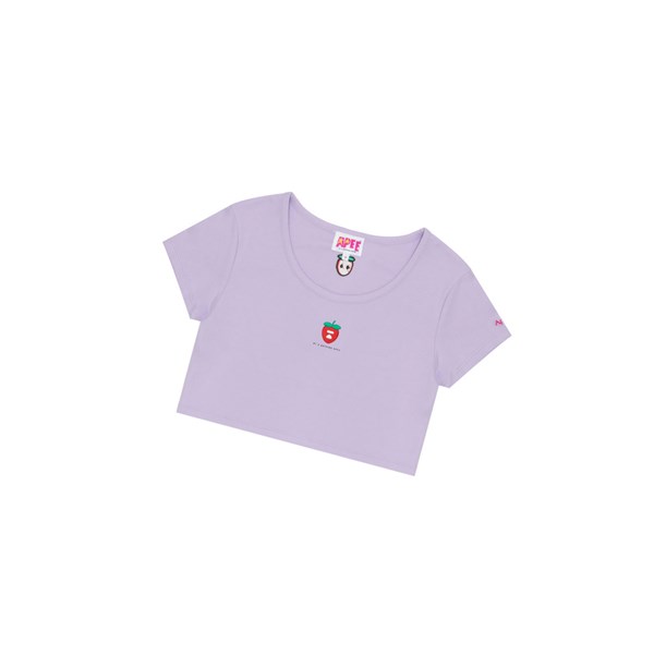 Women's A BATHING APE Logo Berry Tee Short Sleeve T Shirts Lilac | DEF790263