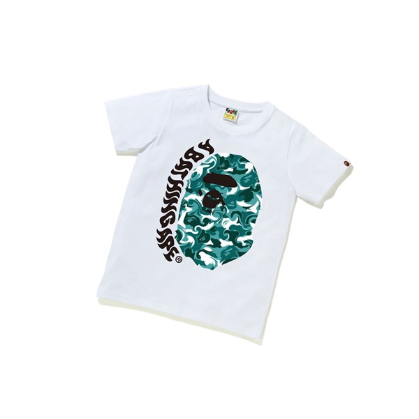 Women's A BATHING APE Marble Camo Ape Head Tee Short Sleeve T Shirts White | JPS476938