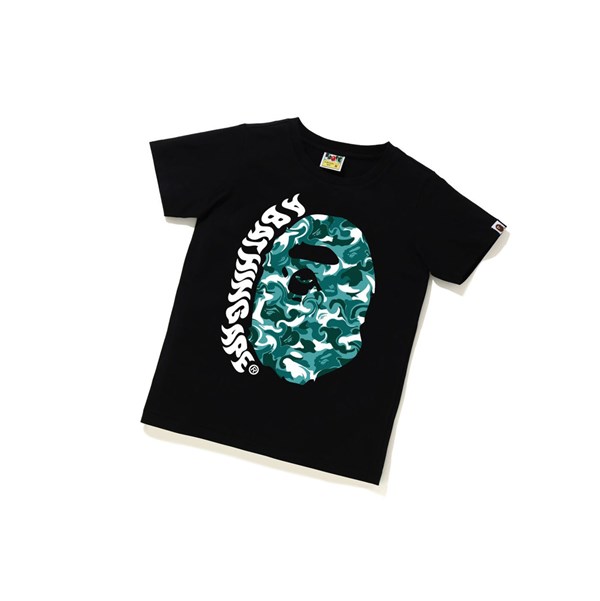 Women's A BATHING APE Marble Camo Ape Head Tee Short Sleeve T Shirts Black | XMA528701