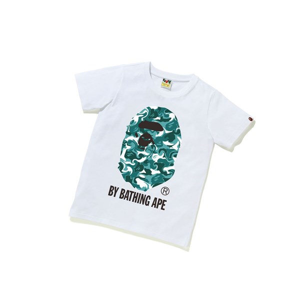 Women's A BATHING APE Marble Camo Tee Short Sleeve T Shirts White | KEY761025