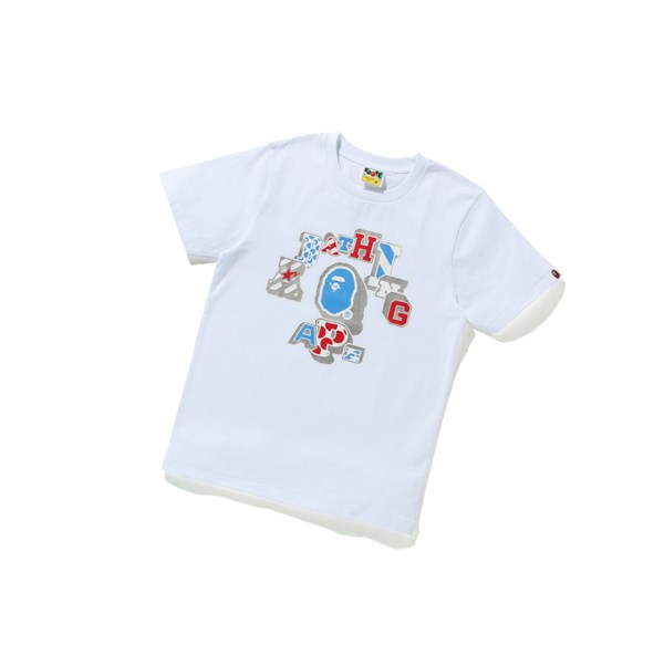 Women's A BATHING APE Mix Patched College Tee Short Sleeve T Shirts White | TNI984152