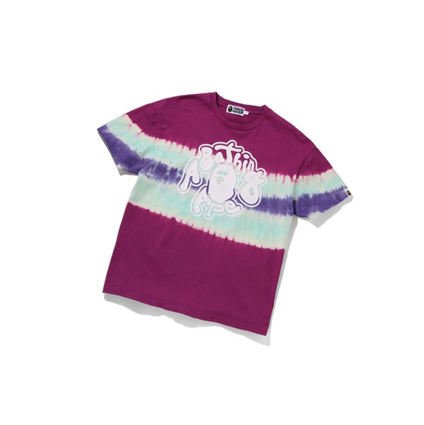 Women's A BATHING APE Tie-dye Oversized Tee Short Sleeve T Shirts Purple | YUB820769