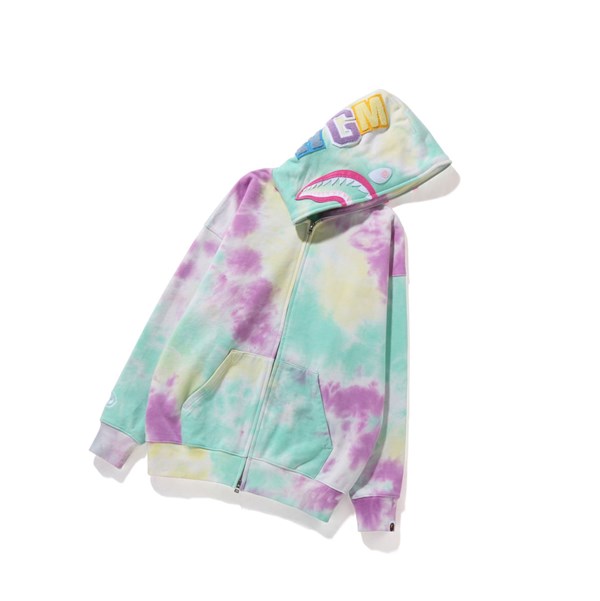 Women's A BATHING APE Tie-dye Shark Oversized Full Zip Throughs Hoodie Caise | RSW621408