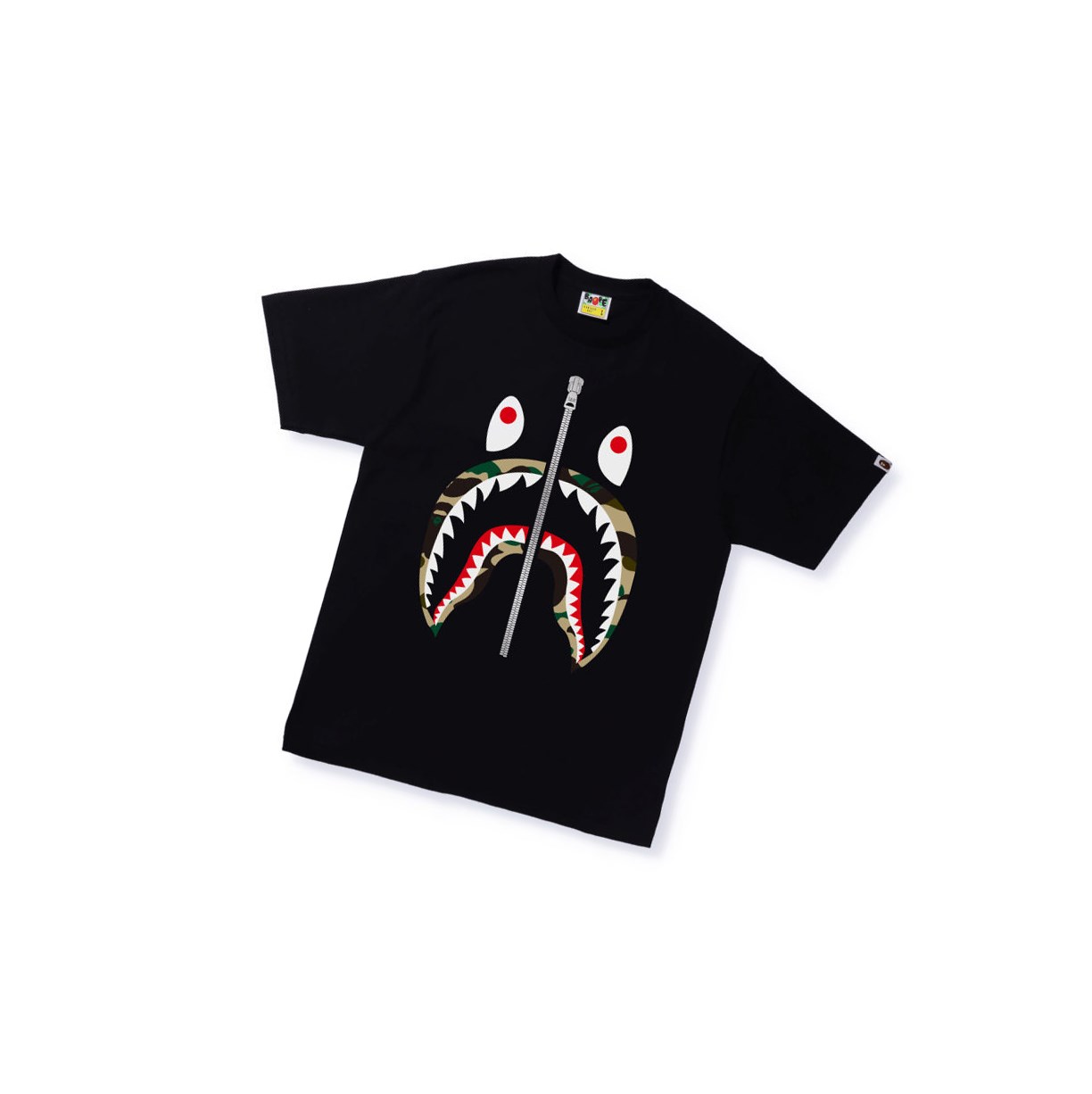 Men\'s A BATHING APE 1st Camo Shark Tee Short Sleeve T Shirts Black | KSD376284