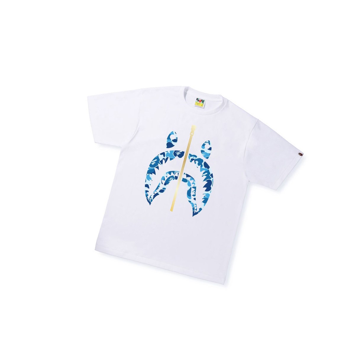 Men\'s A BATHING APE Abc Camo Shark Tee Short Sleeve T Shirts White | JGQ143687