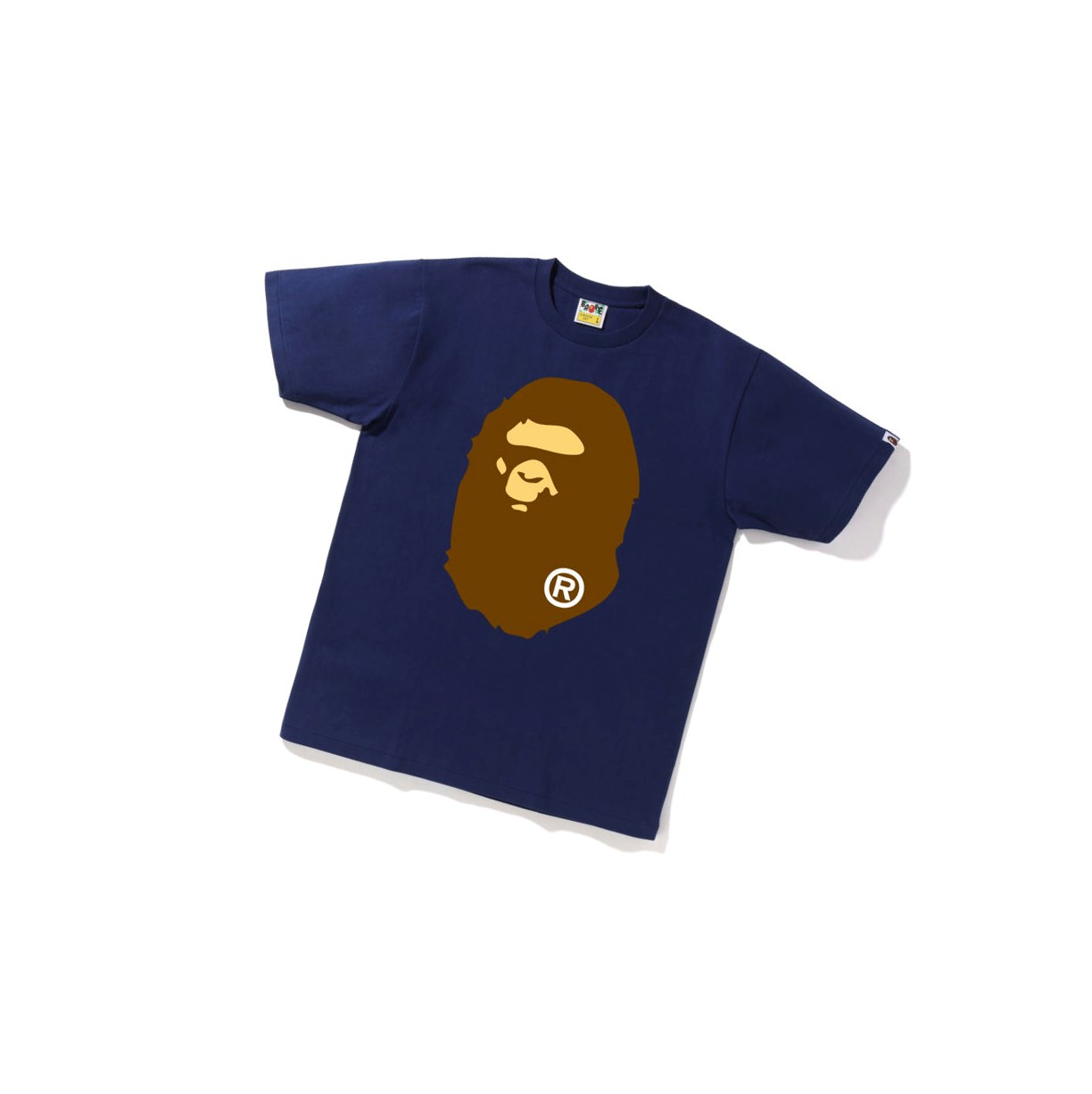 Men\'s A BATHING APE Big Ape Head Tee Short Sleeve T Shirts Navy Blue | VYS890215