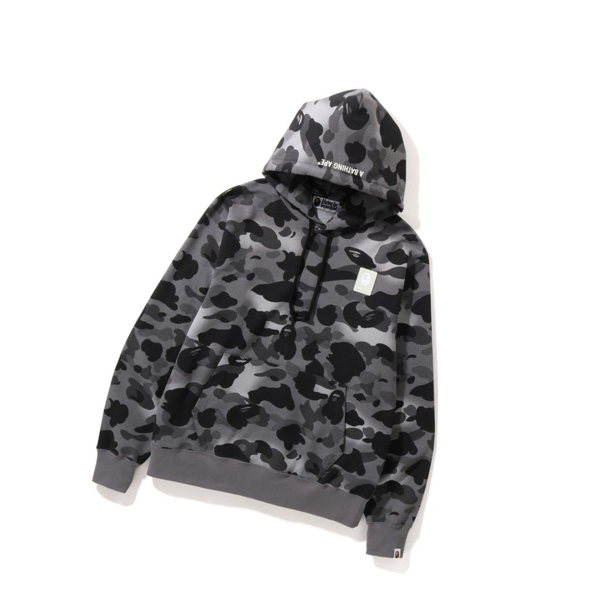 Men\'s A BATHING APE Grid Camo Pullover Hoodies Black | MRS091843