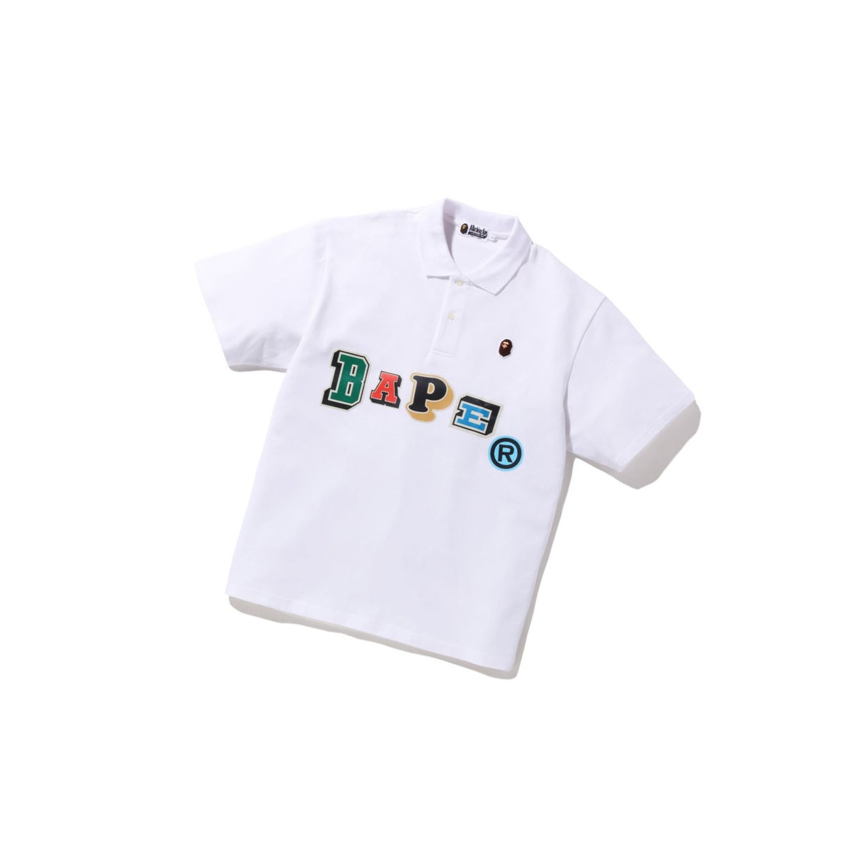 Men\'s A BATHING APE Multi Fonts Relaxed Fit Short Sleeve Polo White | TSX059786