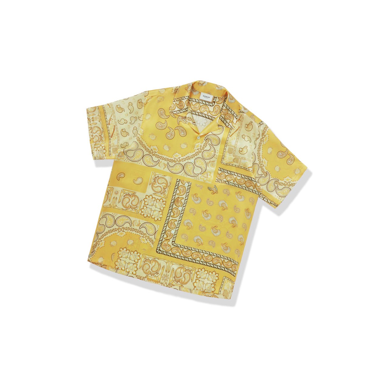 Men\'s A BATHING APE Paisley Print Short Sleeve Shirts Yellow | CNW167238