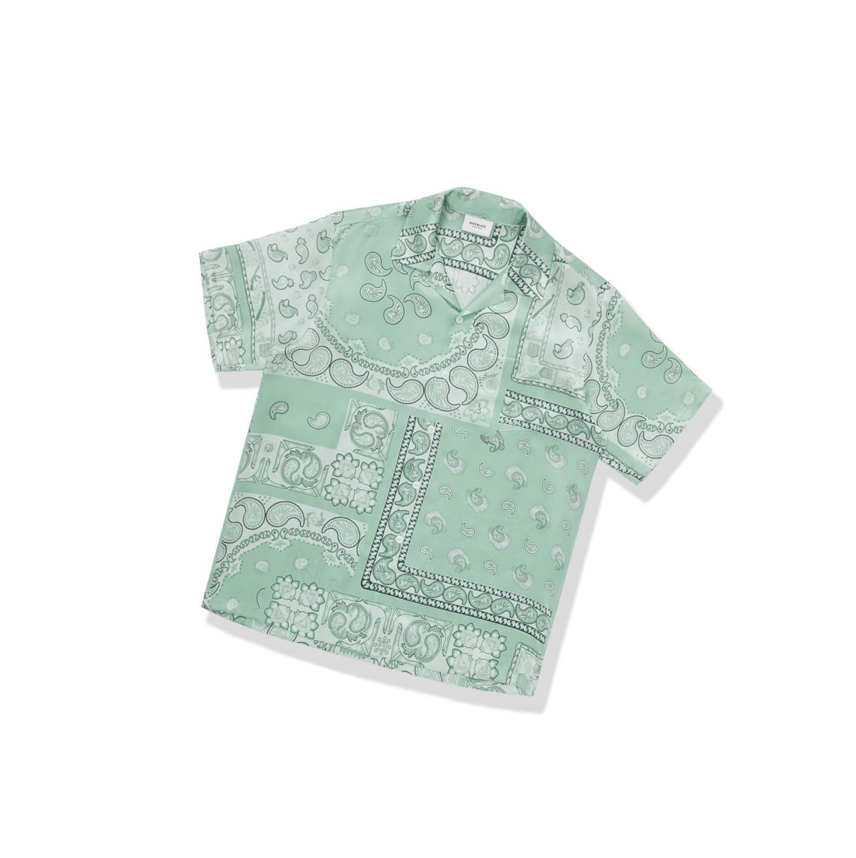 Men\'s A BATHING APE Paisley Print Short Sleeve Shirts Light Green | KNQ072698