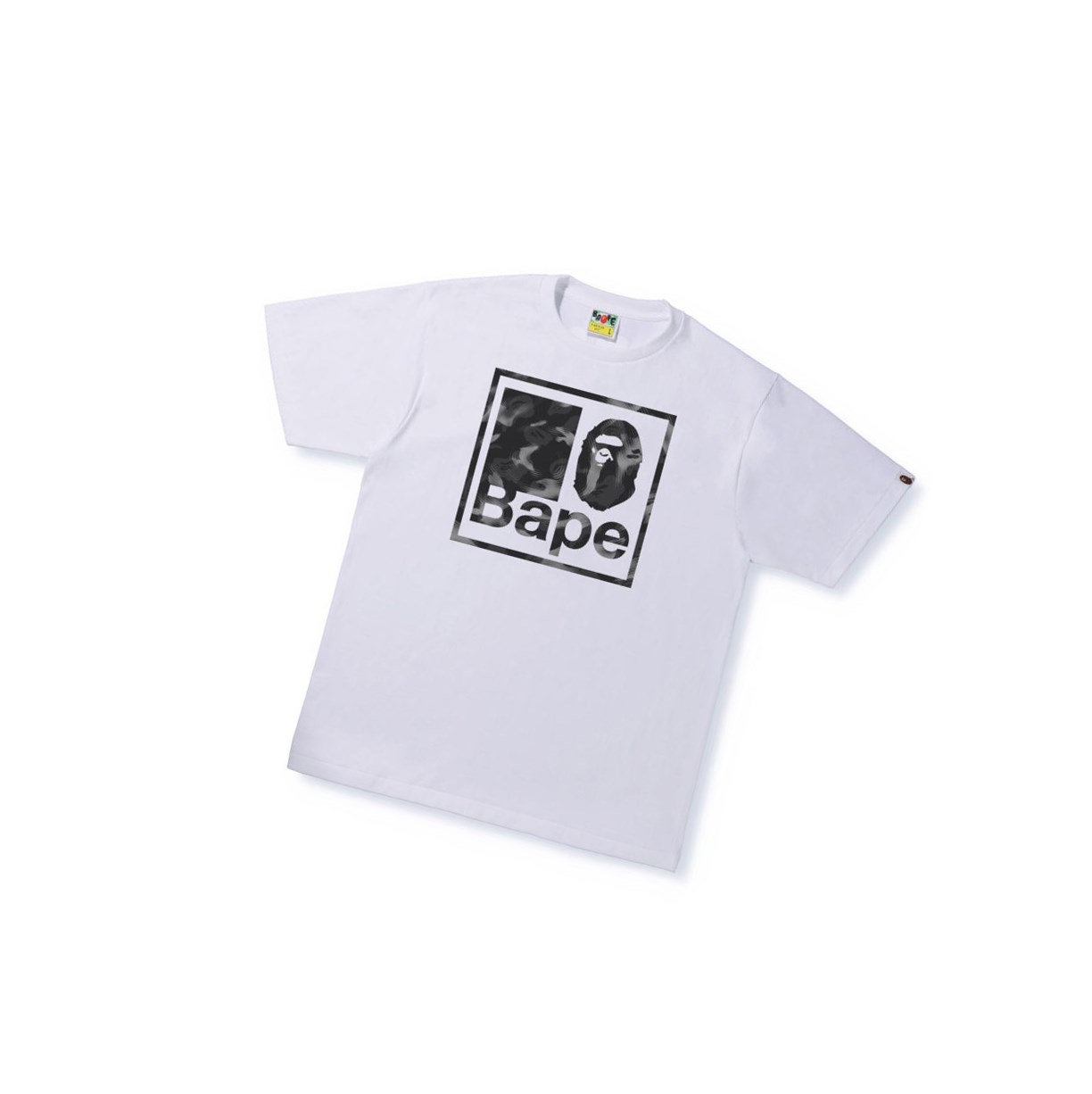 Men\'s A BATHING APE Stroke Camo Bape Quadrangle Tee Short Sleeve T Shirts White | EYD237641