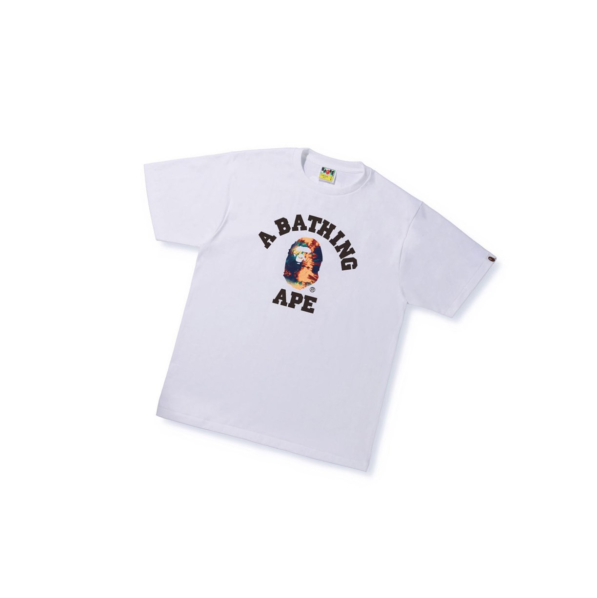 Men\'s A BATHING APE Tie Dye College Tee Short Sleeve T Shirts White | NDE840327