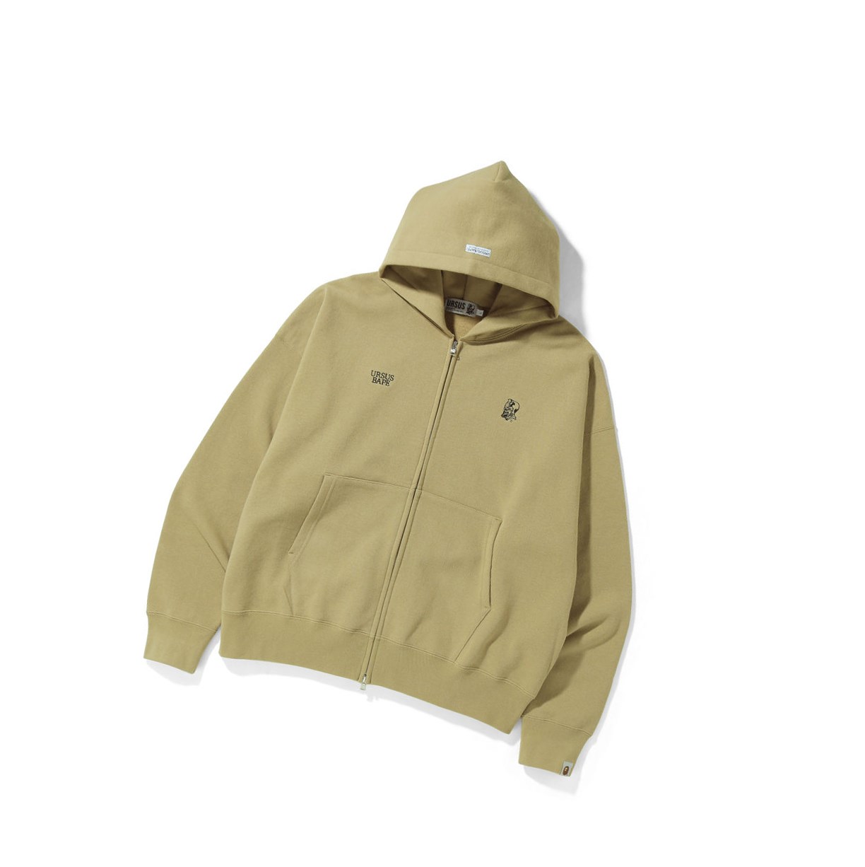 Men\'s A BATHING APE Ursus Loose Fit Zip-up Zip Throughs Hoodie Beige | XCG618452