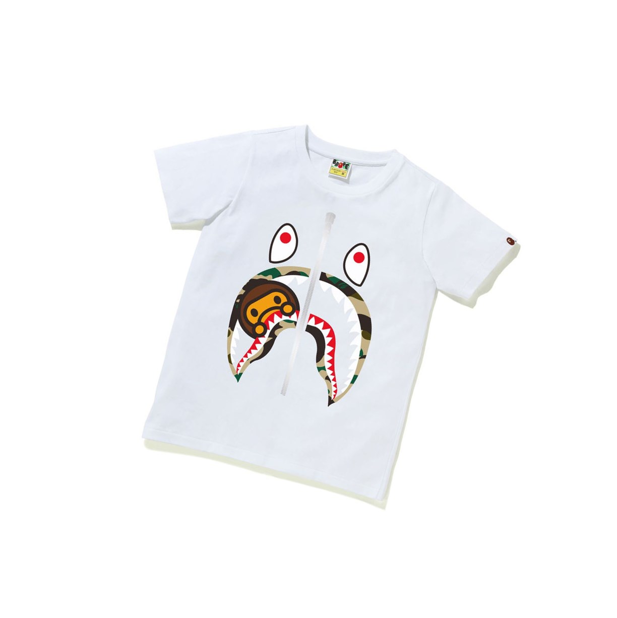 Women\'s A BATHING APE 1st Camo Milo Shark Tee Short Sleeve T Shirts White | ROF108673