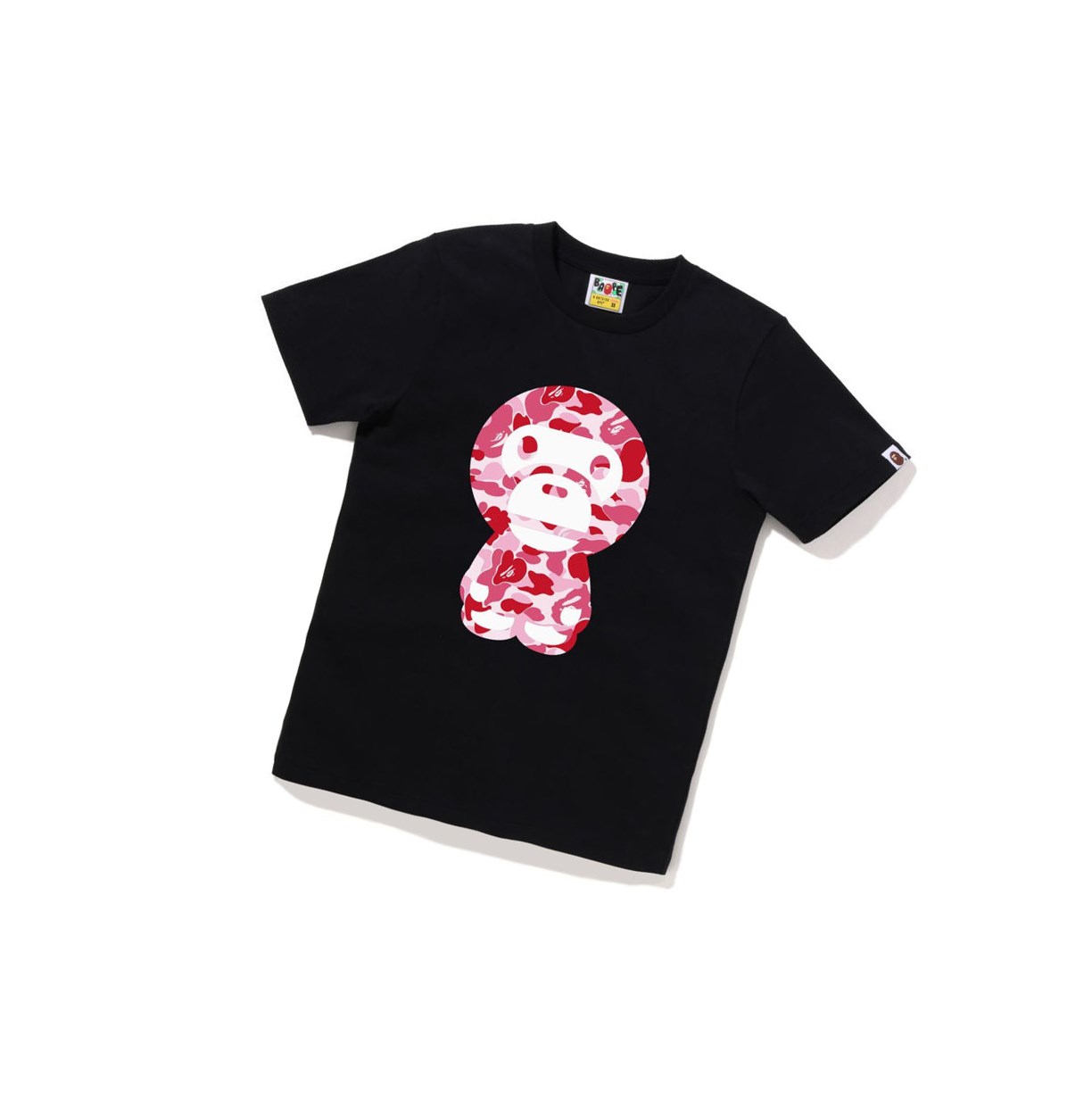 Women\'s A BATHING APE Abc Camo Big Baby Milo Tee Short Sleeve T Shirts Black | SPA627438