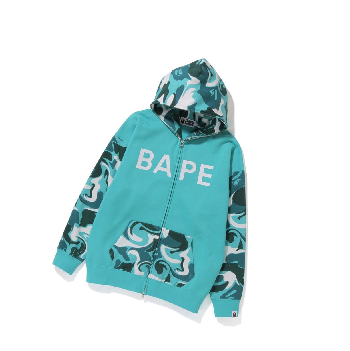 Women\'s A BATHING APE Bape Marble Camo Oversized Full Zip Throughs Hoodie Mint | RQZ079861