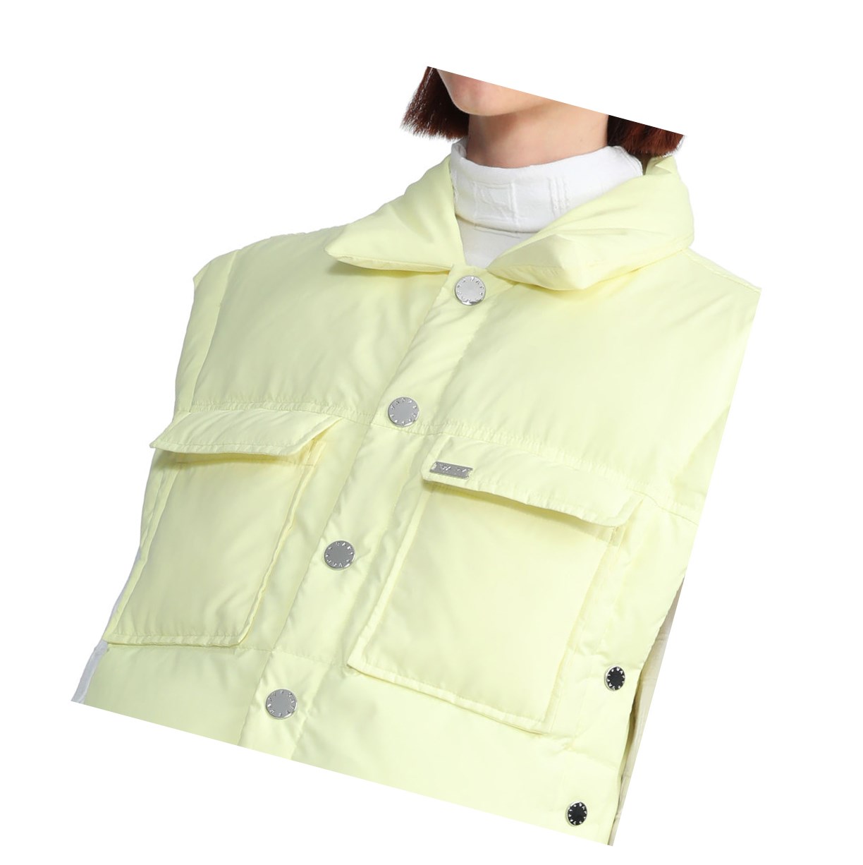 Women's A BATHING APE Buttoned Cropped Down Jackets Pastel Yellow | PUQ798563