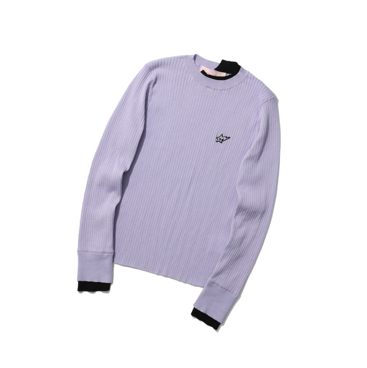 Women\'s A BATHING APE Contrast Ribbed Sweater Crew Neck Knitwear Blouse Lilac | FKV821406