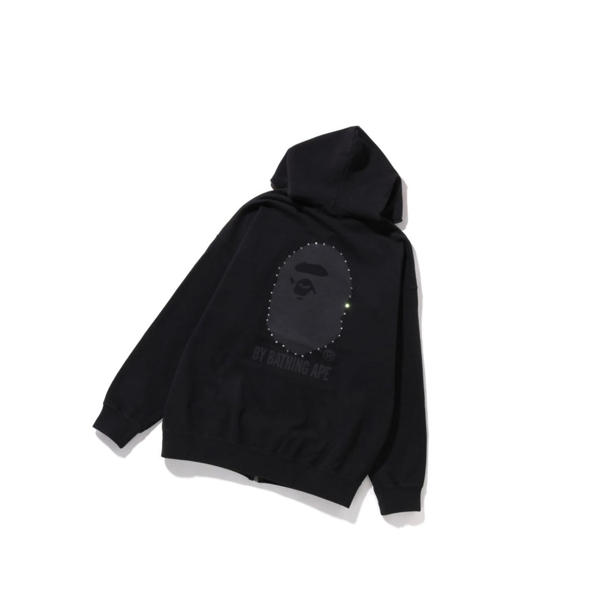 Women's A BATHING APE Crystal By Bathing Overdyed Oversized Full Zip Hoodie Black | WEX471235