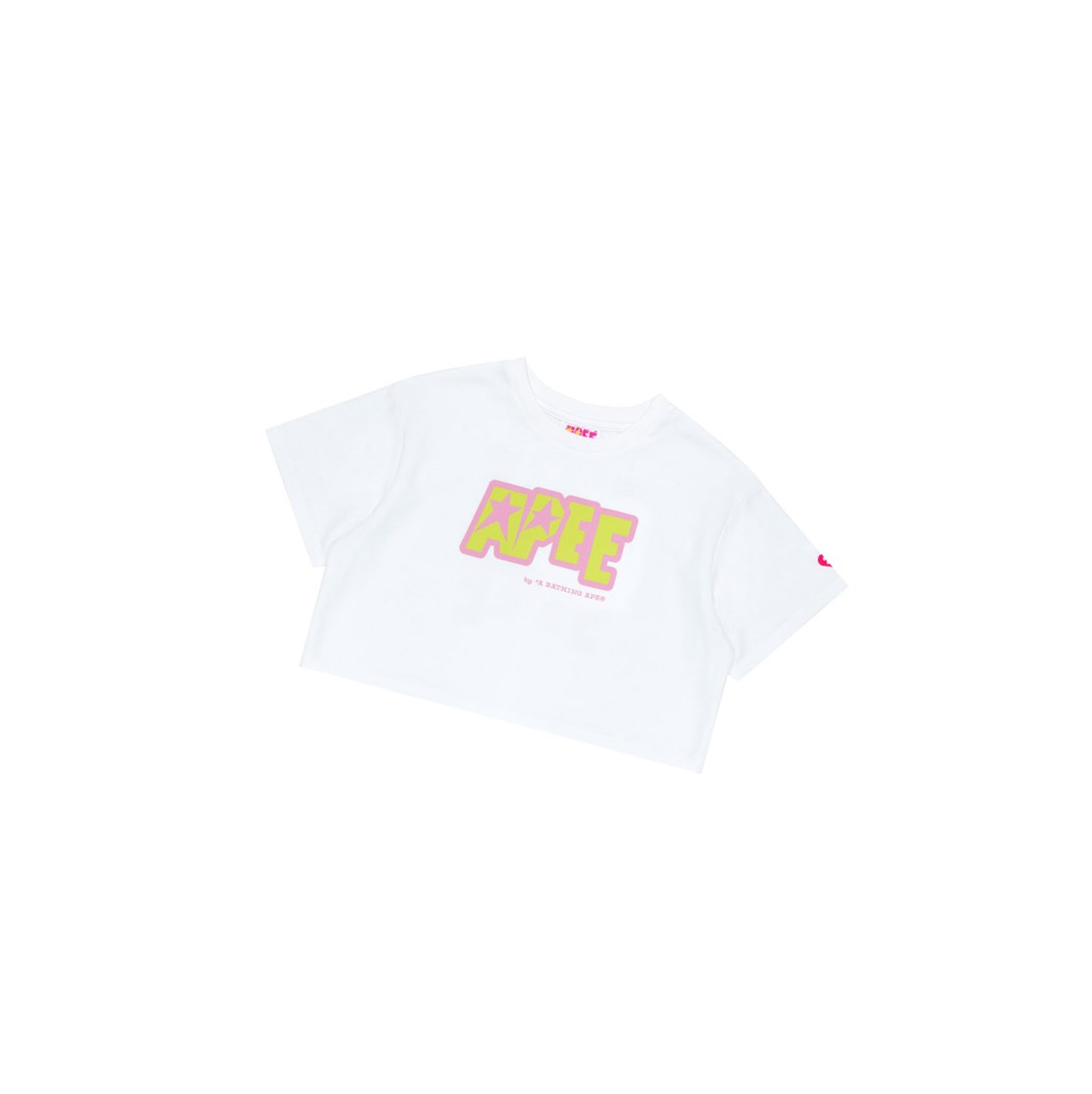 Women\'s A BATHING APE Double Logo Cropped Tee Short Sleeve T Shirts Bleached White | OHR035941