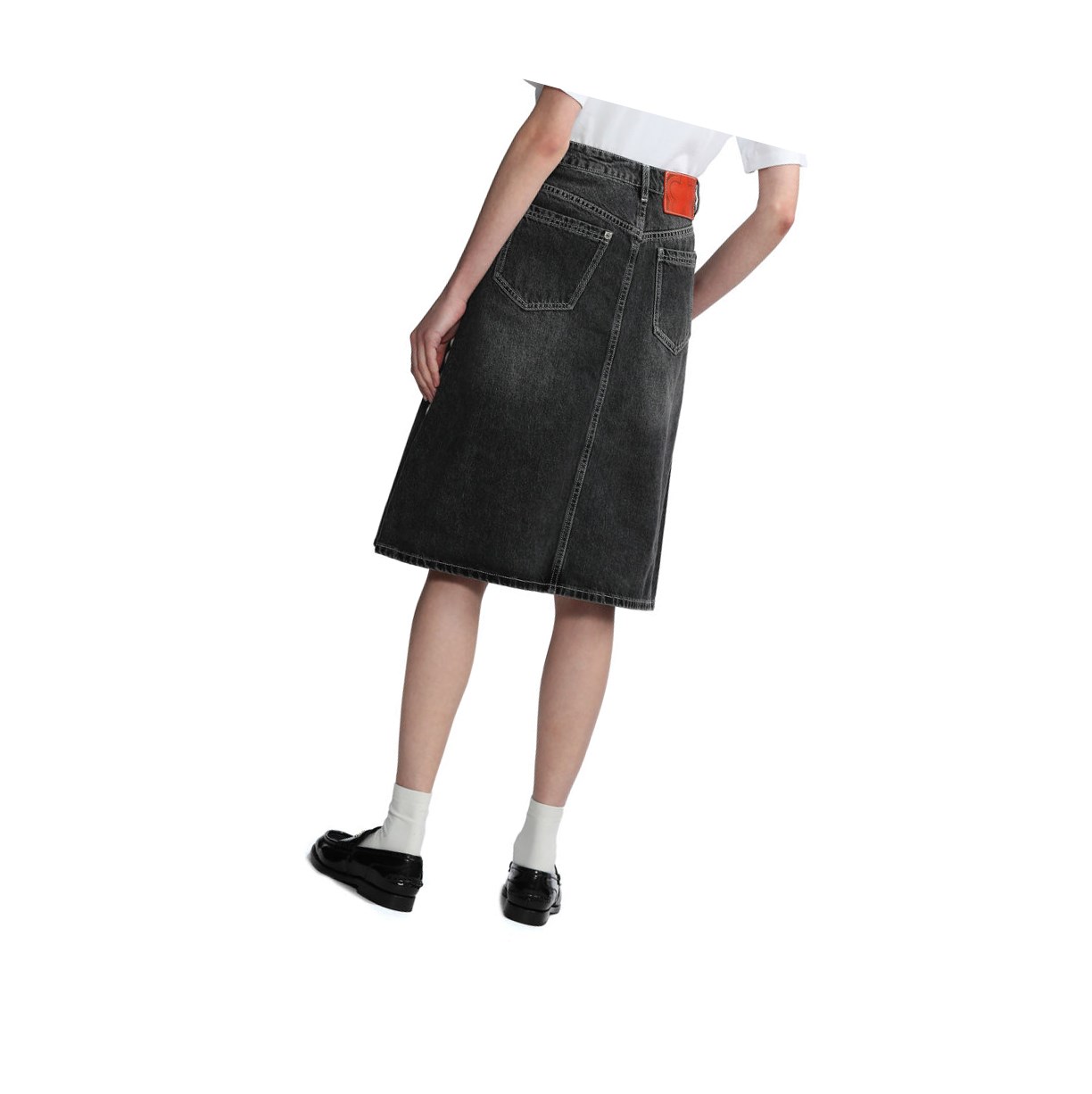 Women's A BATHING APE High-waisted Denim Knee Length Skirts Black | ECT827936