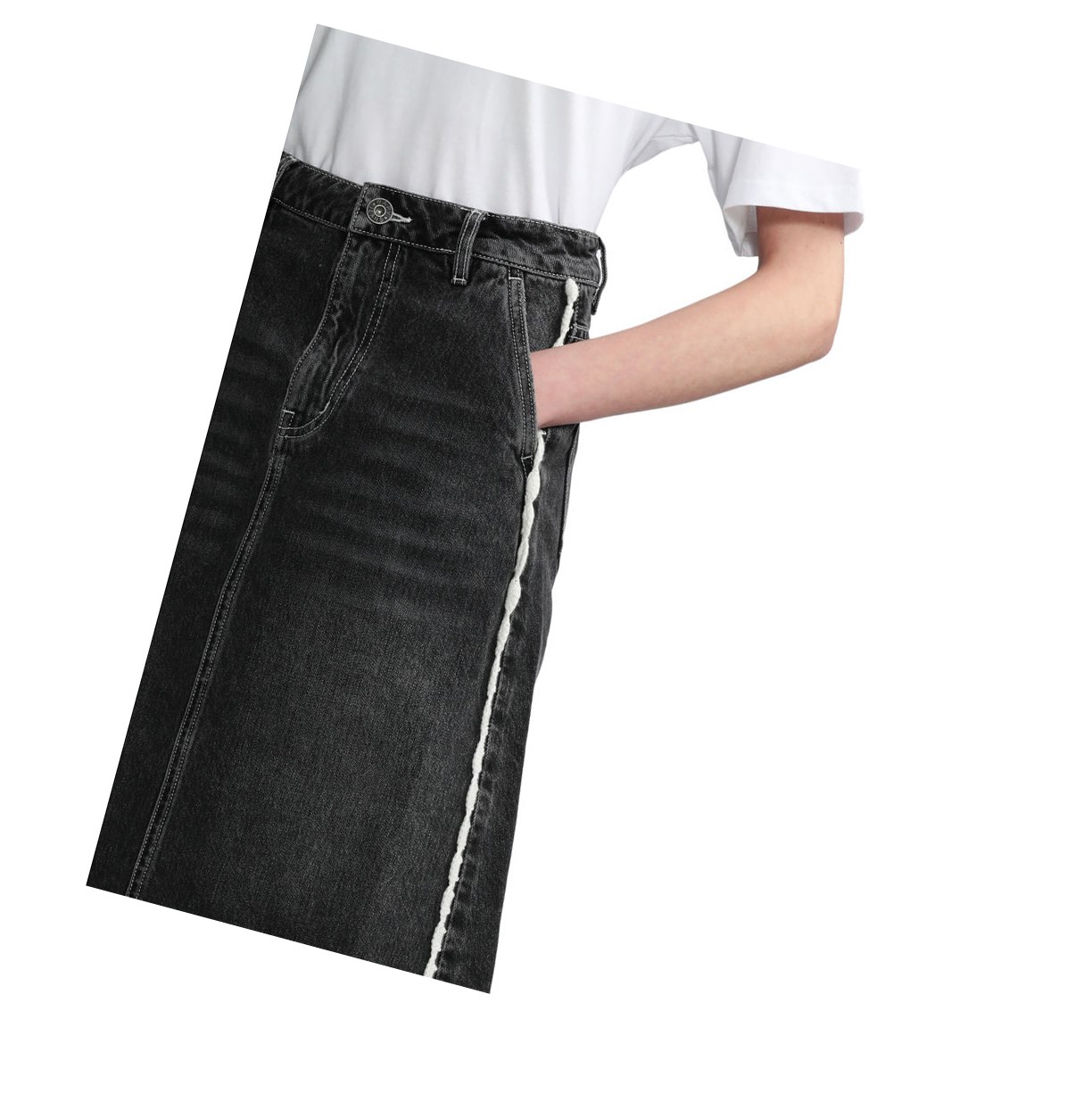 Women's A BATHING APE High-waisted Denim Knee Length Skirts Black | ECT827936