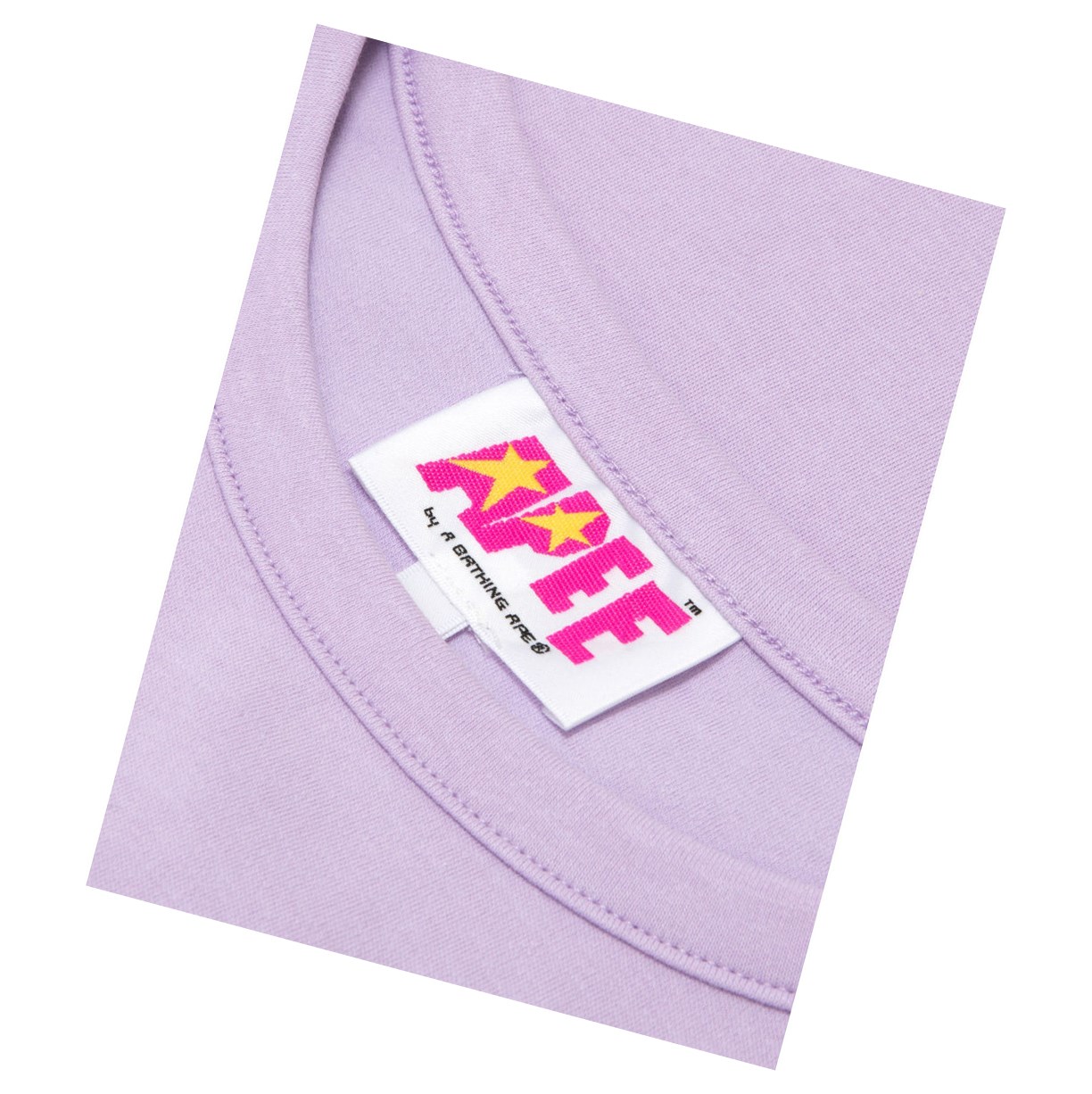 Women's A BATHING APE Logo Printed Slim Cut Tee Short Sleeve T Shirts Purple | ULO381670