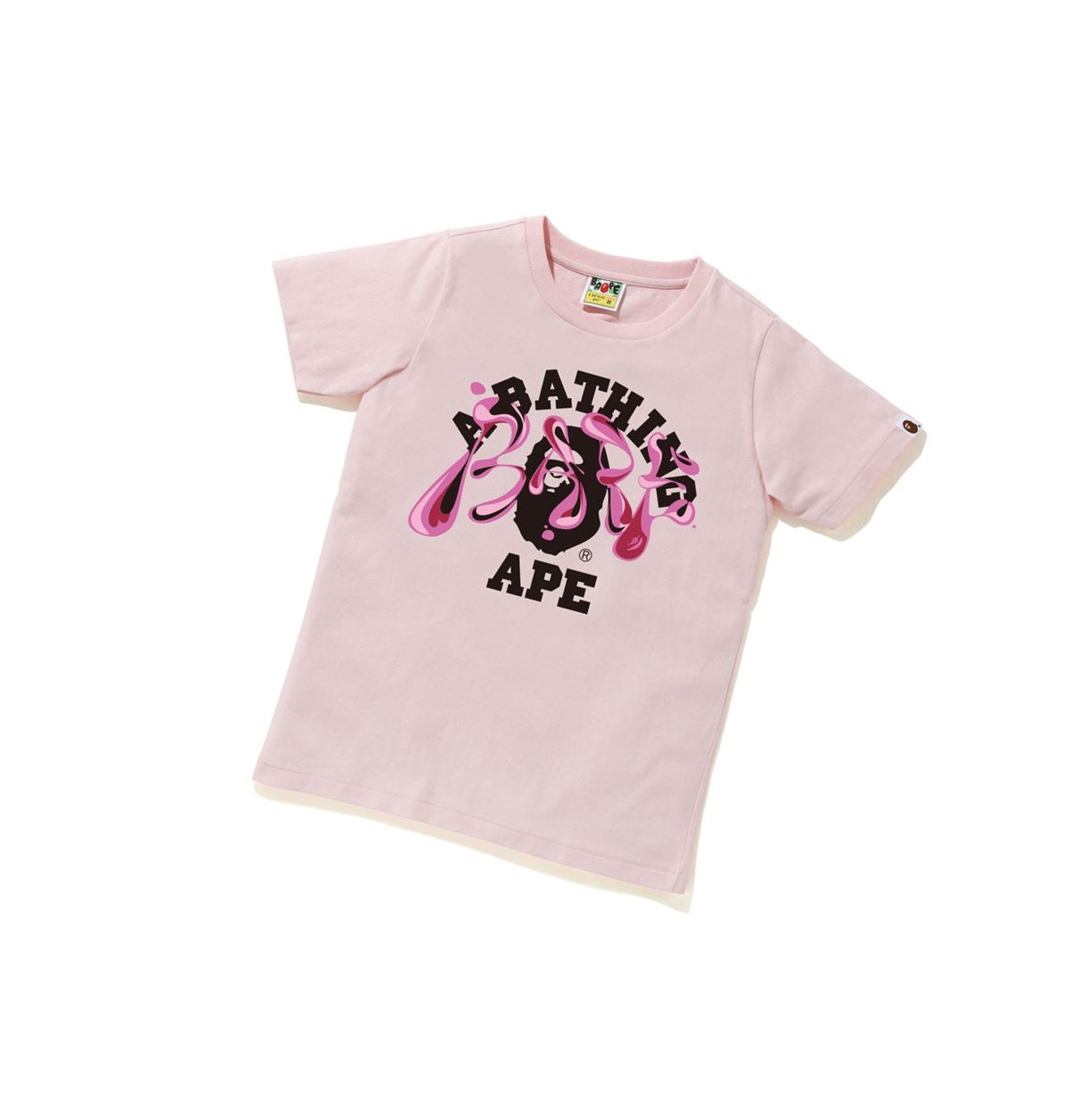 Women\'s A BATHING APE Marble Camo Liquid College Tee Short Sleeve T Shirts Pink | CUA213054